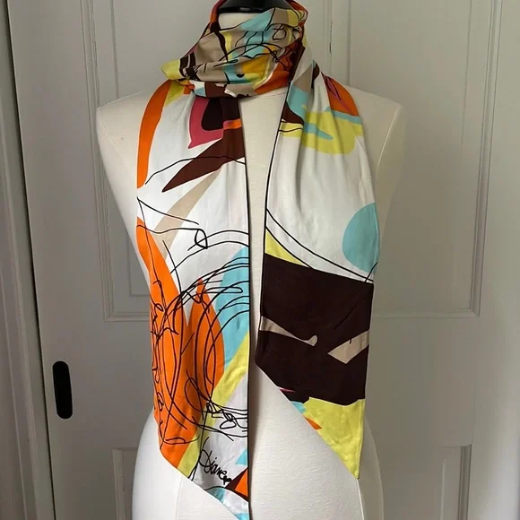 Diane Von Furstenberg Vintage Dual Pattern Oblong Silk Scarf - Picture 1 of 7